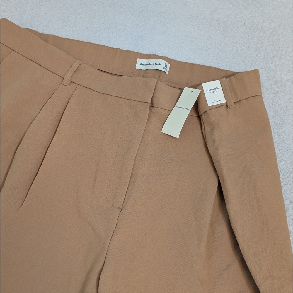 NEW Abercrombie & Fitch Pants 37 / 24 Long Womens Pleated Wide Straight Trouser